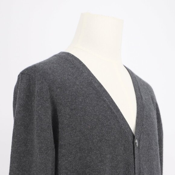 QUINCE Men's Mongolian Cashmere V-Neck Cardigan Sweater Dark Gray Size L - Picture 3 of 5